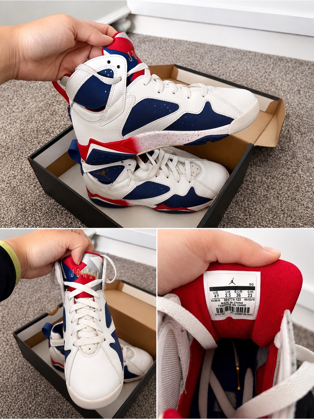 Jordan White Navy Red High-Top Basketball Sneakers